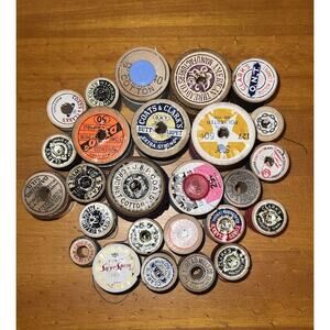 LOT Of 26 Vintage Wooden Spools Of Thread Various Colors And Sizes Sewing Crafts